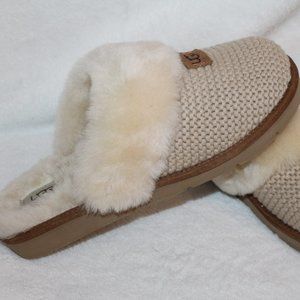 UGG COZY KNIT SHEARLING NEW SLIPPERS CREAM